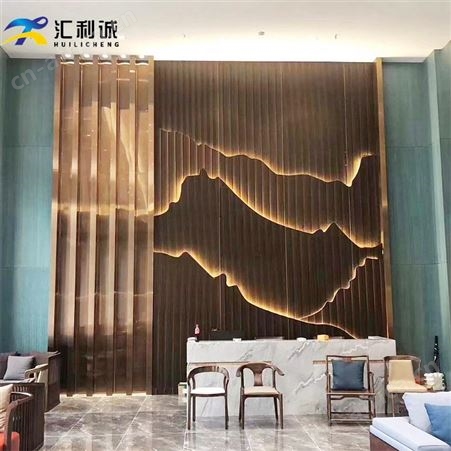 广东玫瑰金镜面镂空屏风 激光镂空屏风隔断客厅定制