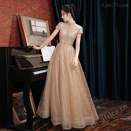 金色显瘦合唱服高档连衣裙演出服出租