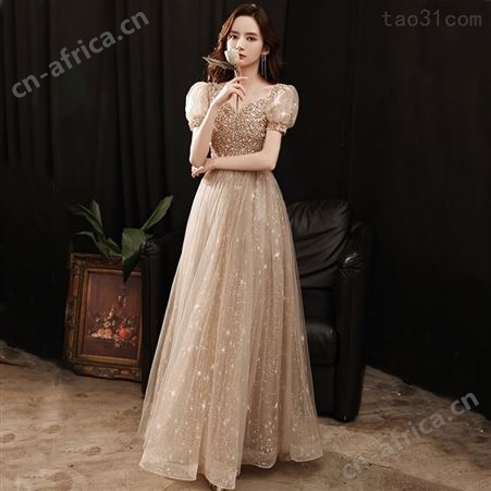 金色显瘦合唱服高档连衣裙演出服出租