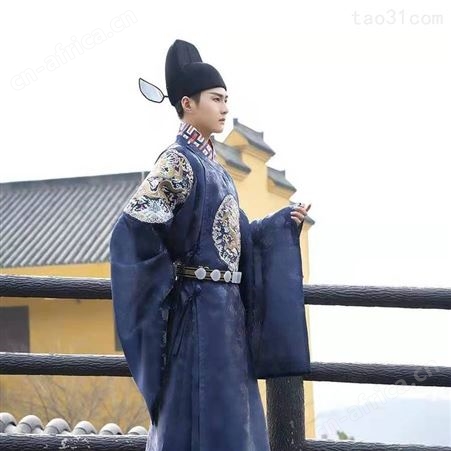 汉服男明朝刺绣圆领古装官员服出租