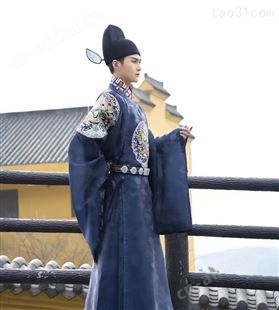 布许原创汉服男明制龙纹刺绣圆领袍情侣款红色可作中式婚服男装春