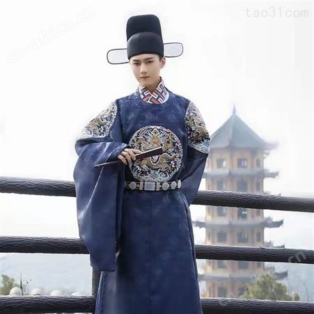 汉服男明朝刺绣圆领古装官员服出租
