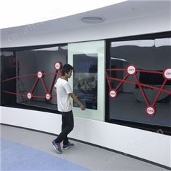 黑龙江佳木斯 广告滑轨屏 电动跟随移动展厅手动推拉 弧形高清滑轨屏