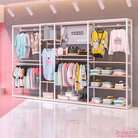 服装展示架 高档女装店货架 落地包包展示架双层落地铁艺挂衣服架子 衣服货架上墙服装架定制厂家