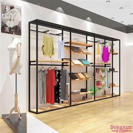高档服装店展示架男装货架落地式陈列柜品牌商场男士店铺落地式陈列柜定制展柜厂