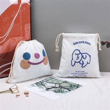环保纯棉布束口袋定制 eco bag 有机棉面包抽绳袋 食品帆布购物袋
