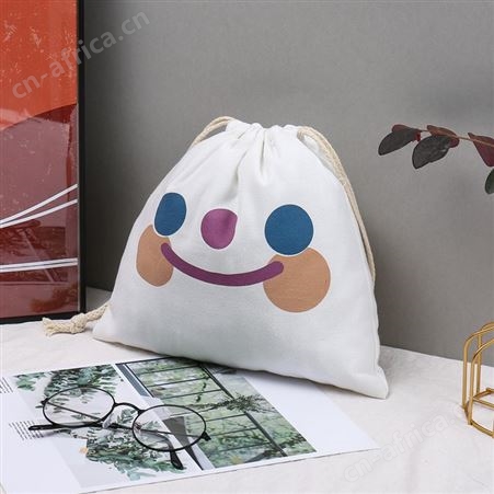 环保纯棉布束口袋定制 eco bag 有机棉面包抽绳袋 食品帆布购物袋