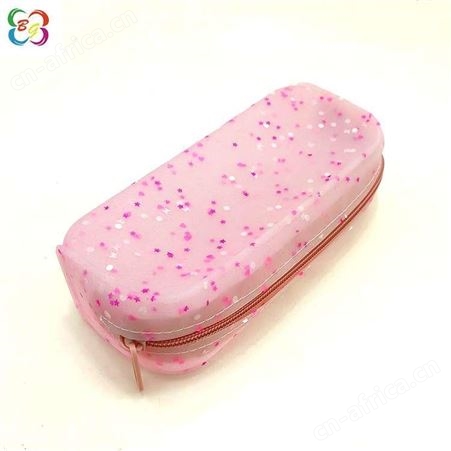 硅胶笔袋葱粉亮片欧美学生文具袋博高硅胶制品