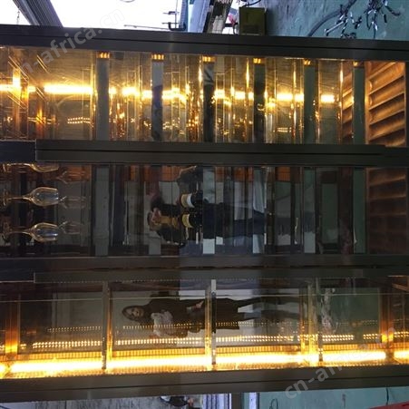 香槟金镜面不锈钢酒柜 不锈钢洋酒展示柜