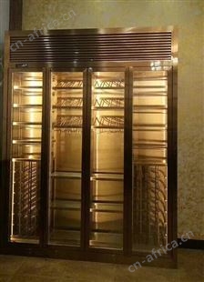 别墅家用不锈钢黑钛镜面无指纹酒柜 欧式复古不锈钢酒柜厂家定做