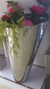 北欧ins/简约创意大中型不锈钢落地金属花器  黑钛花架装饰饰品