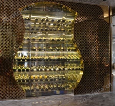 不锈钢酒柜 定做玫瑰金拉丝无指纹酒柜 红古铜装饰酒柜