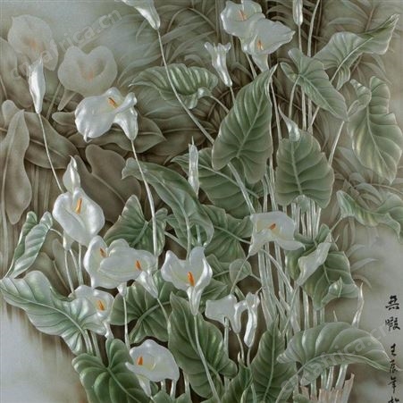 上海玉娇 彩绘艺术玻璃隔断 国画玻璃