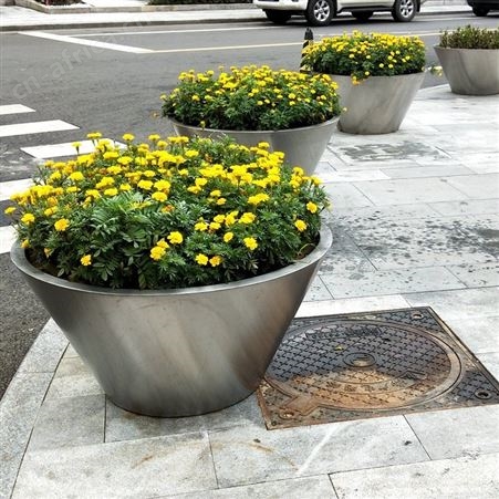 创意花盆 石家庄 玫瑰金拉丝面不锈钢花盆加工厂