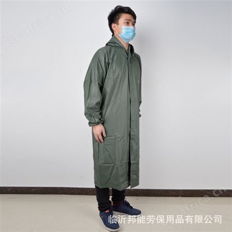 荣成雨衣大褂 军绿色加厚pvc成人户外连体雨衣披加肥加大雨衣大褂