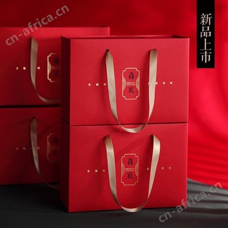 咨询客服中式2021新款手提袋婚礼满月百日红色结婚喜糖大盒子 爱妃