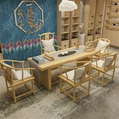 新中式实木大板茶桌 客厅洽谈功夫茶桌原木会客茶公室泡茶桌椅